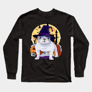 French Bulldog Happy Halloween Witch Pumpkin Long Sleeve T-Shirt